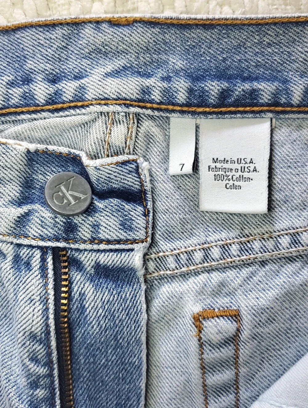 Vintage Frayed Denim Calvin Klein Cut Off Jean Shorts 100% Cotton Size 7